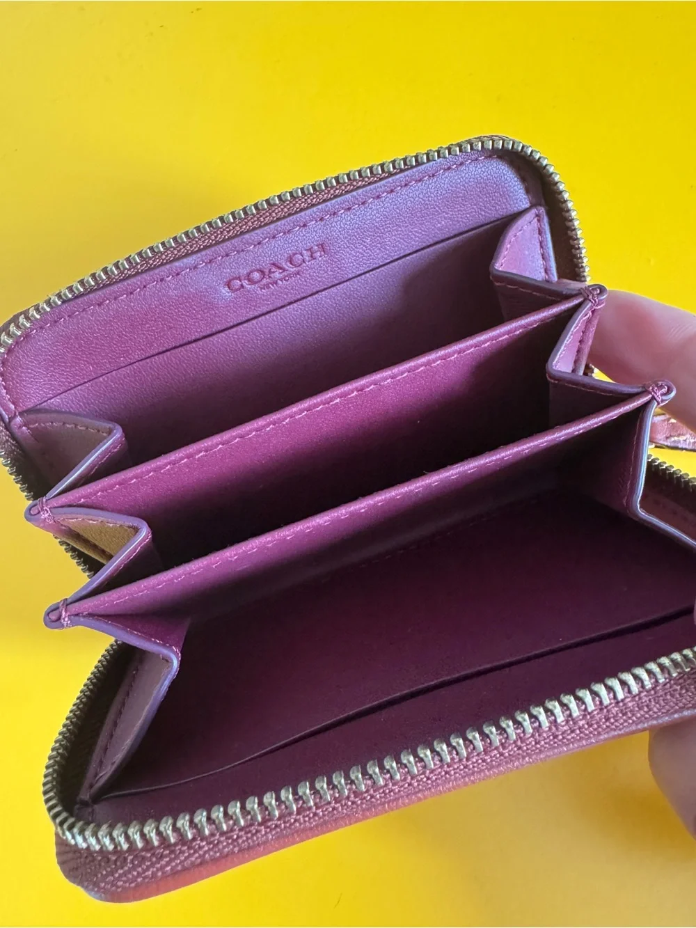 Coach small signature jacquard zip around wallet card case
